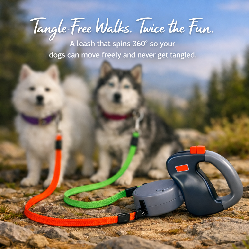 Retractable Dual Pet Dog Walking Leash